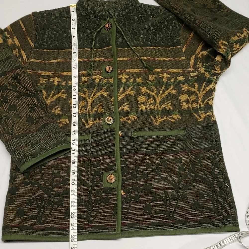 Vintage Dark Floral Jacket Size S Buttons Tapestry Forest Fairy Goblincore Boho - Picture 9 of 11